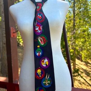 Warner Bros. Black Tie with Colorful Cartoon Characters